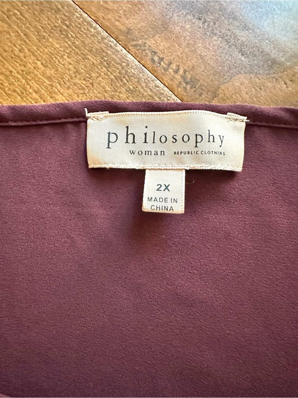 Philosophy Woman 2X Mauve Lace Shoulder Pleated Blouse Plus Size - Picture 4 of 8